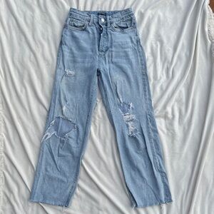 Distressed Light Blue Women's Jeans wild fable high waisted